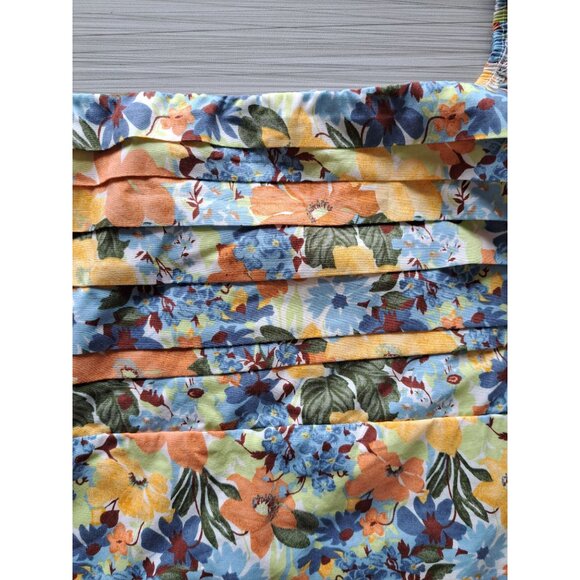 New Abercrombie Fitch Women's XL Square Neck Floral Ruched Puff Sleeve Crop Top - Picture 3 of 12